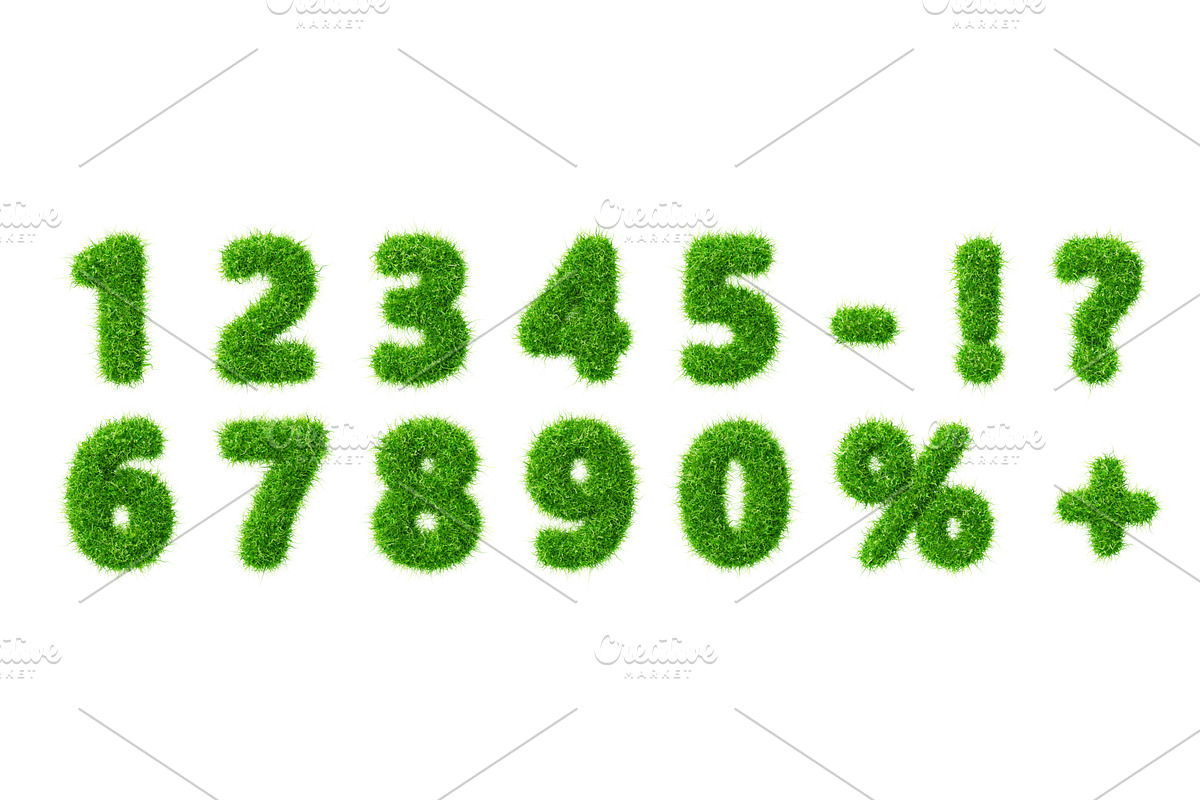 3d fur fluffy font, green grass, a Plants & Tree 3D Model by Marozhkastudio