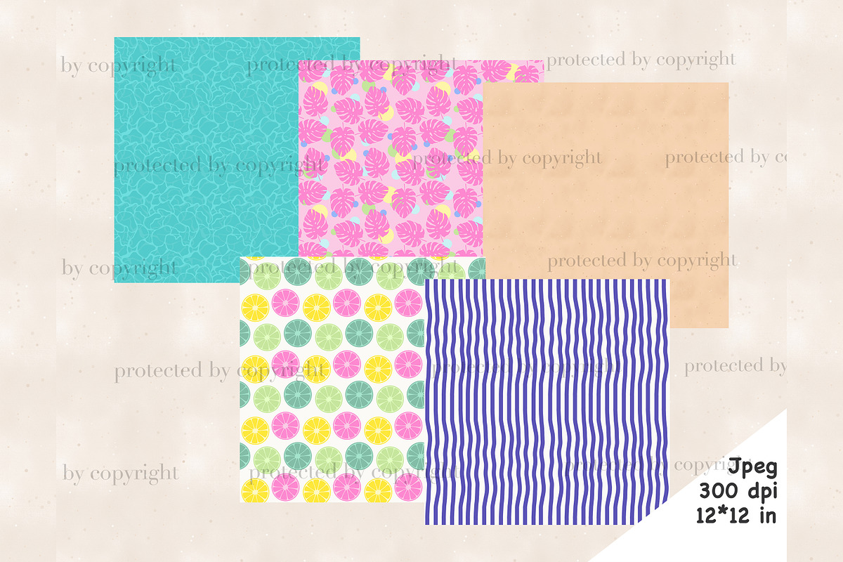 Beach Pattern | Books Digital Paper, a Pattern Graphic by GlamArtZhanna (Photo 2 of 3)