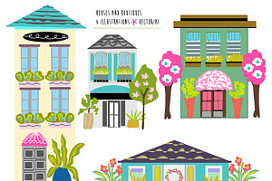 Houses Boutiques Clip Art EPS