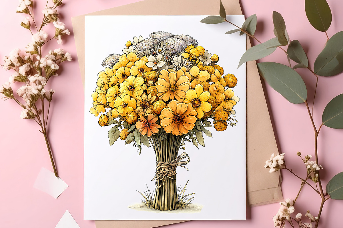 Yellow flowers spring clipart, an Illustration by SinaCreation (Photo 6 of 11)