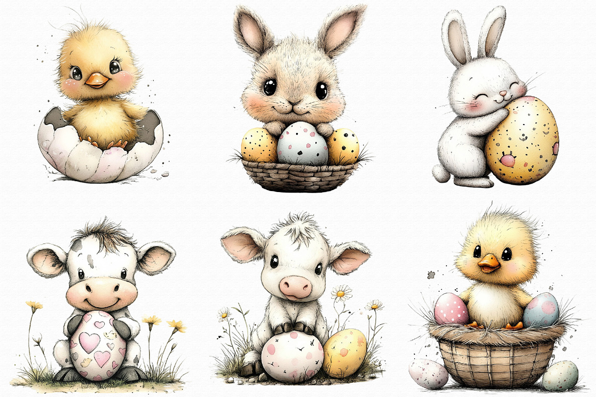 Whimsical Baby Farm Easter Clipart, an Illustration by Libby Wishes (Photo 7 of 9)