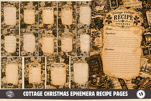 Cottage Christmas Recipe Pages PNGs