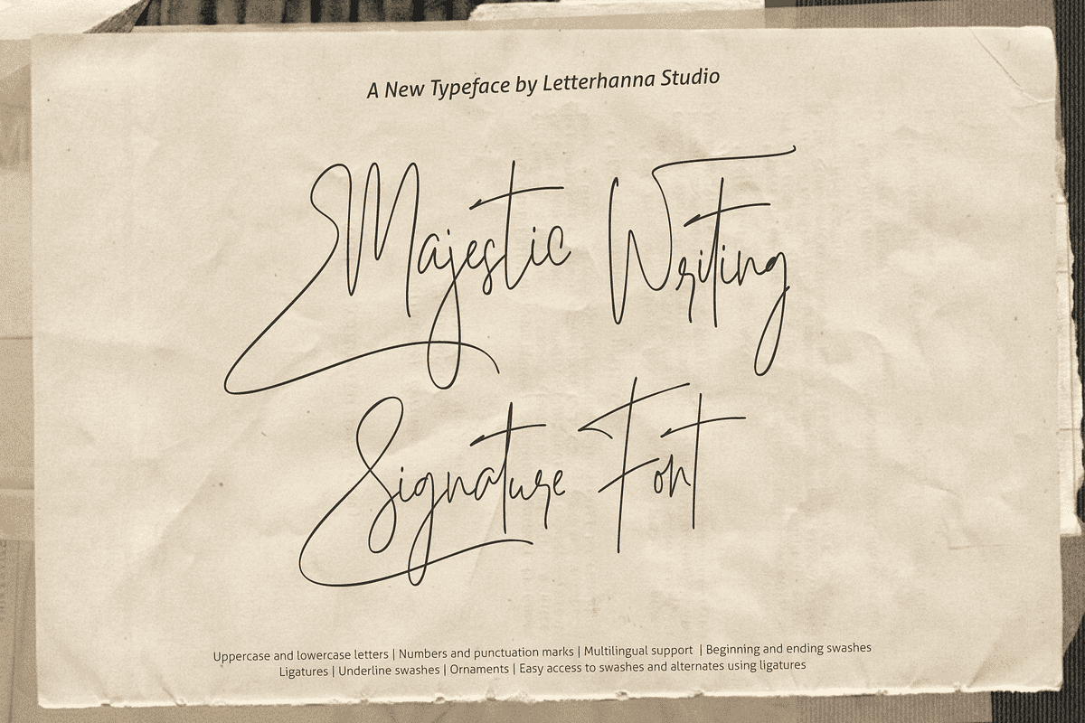 Majestic Writing Signature Font, a Handwritten Font by Letterhanna Studio (Photo 1 of 14)