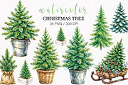 Watercolor Christmas Tree clipart, a Seasonal Illustration by fashionaddict (Thumbnail 1 of 7)
