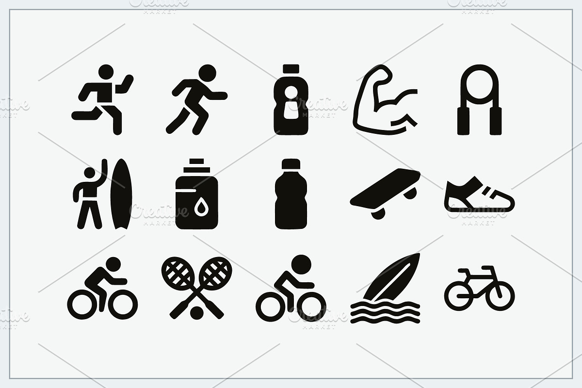 Sports Fitness Icons Logo, a Solid Icon by Vectorium Studio (Photo 5 of 16)