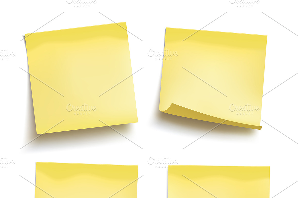 Four yellow sticky notes, an Object Graphic by Lina's store