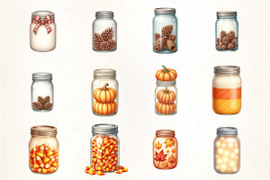 Fall Mason Jars Clipart Bundlev, an Illustration by CrexoraLab