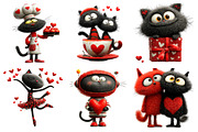 Whimsical Valentine Cats Clipart, an Illustration by Design Market (Thumbnail 3 of 5)