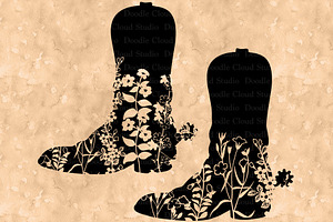 Cowboy Floral Boot SVG, Cowgirl SVG.