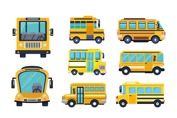 Yellow School Bus Vector Set preview 2