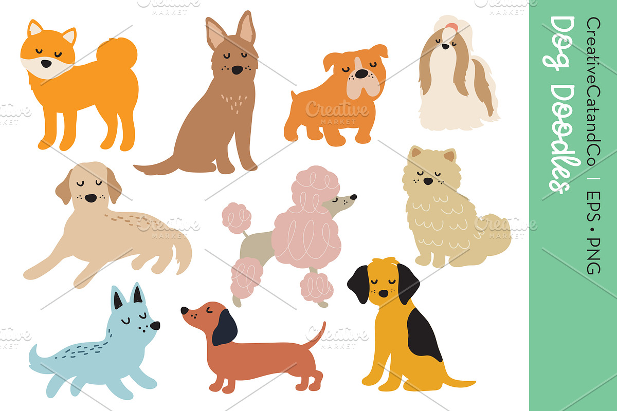 Dog Doodles Sketch Bundle EPS PNG, an Animal Illustration by CreativeCatandCo