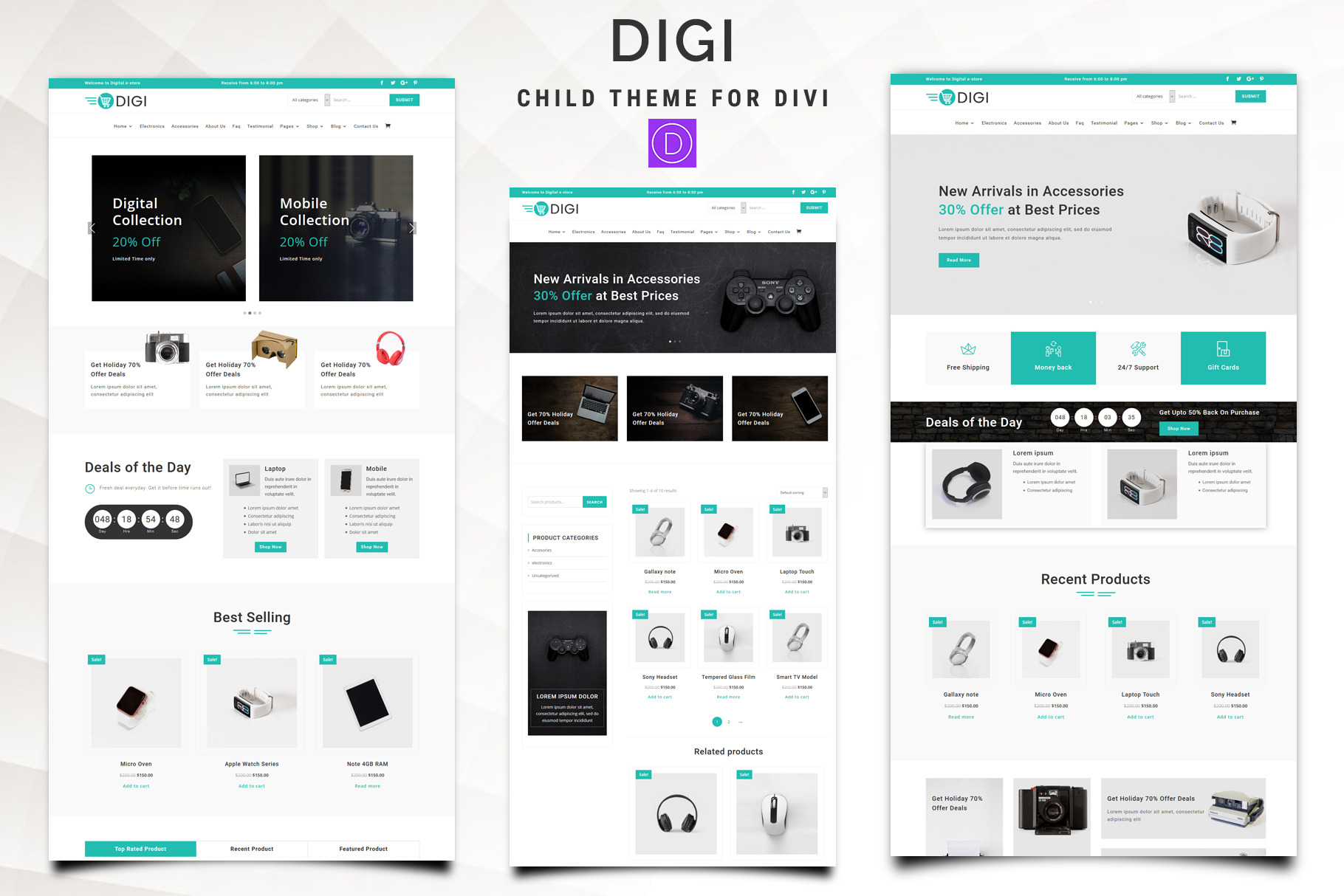 Digi - Divi WooCommerce Child Theme, a WordPress Template by Pennyblack ...