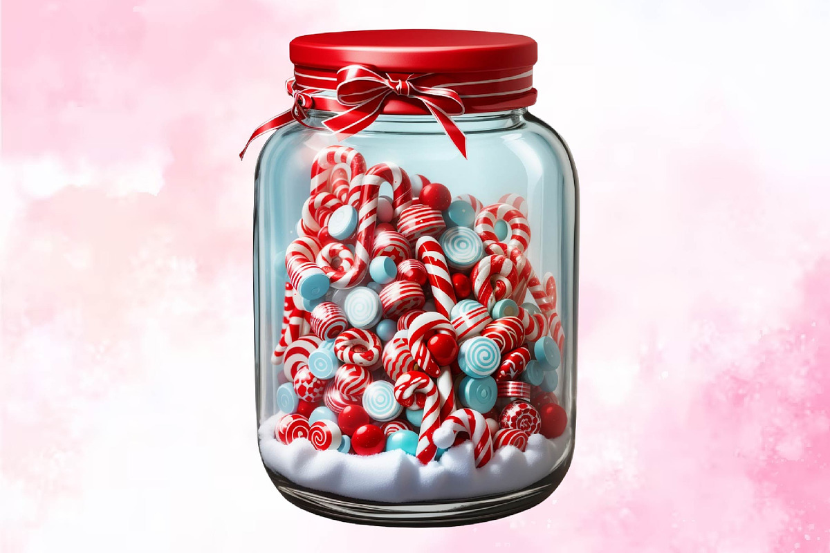 Christmas Candy Cane in Jar Clipart, a Seasonal Illustration by Craft Nest (Photo 2 of 5)