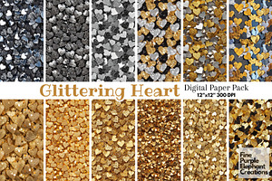 Gold Silver Heart Glitter Valentine