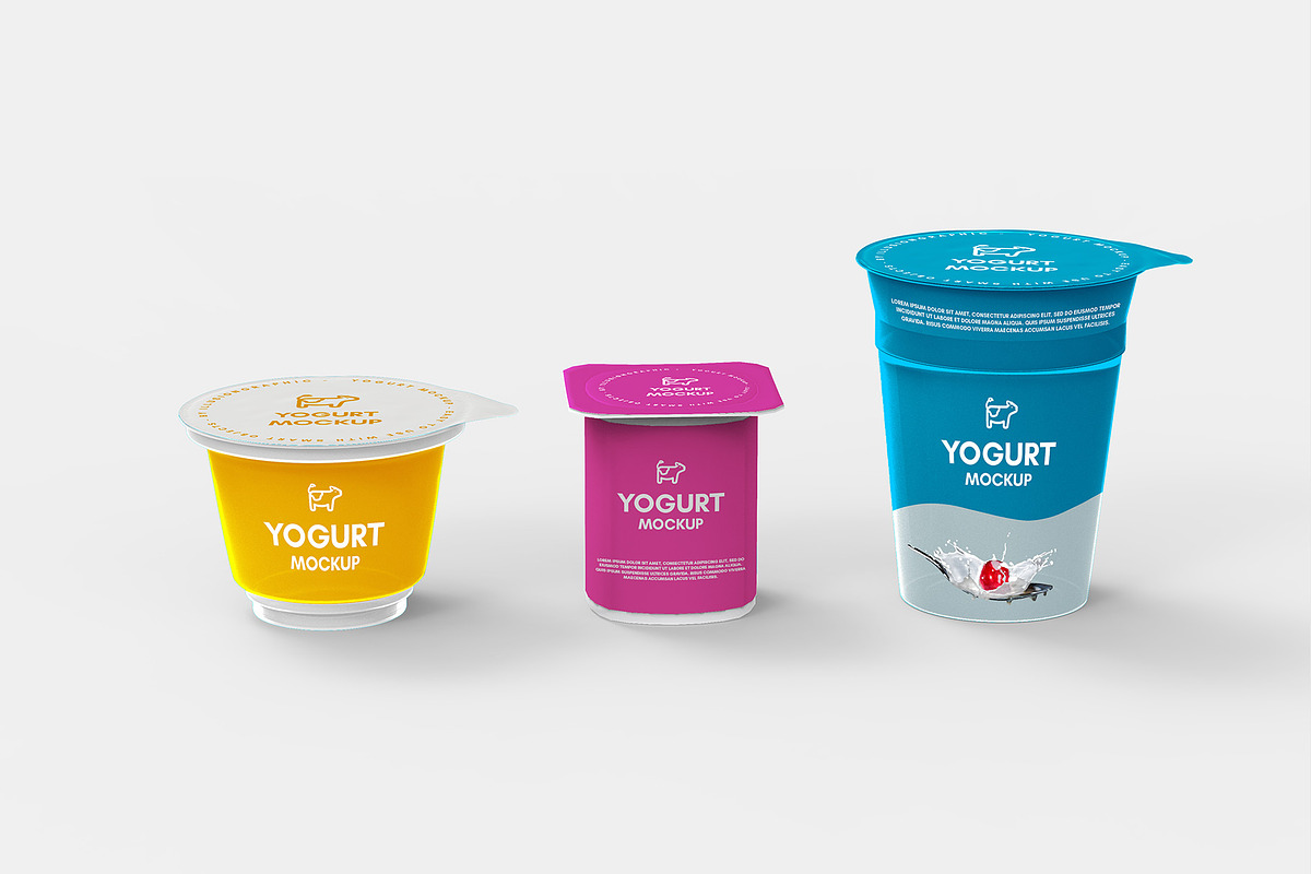 Yogurt Mockups - 9 Views, a Packaging Mockup by Illusiongraphic (Photo 2 of 14)