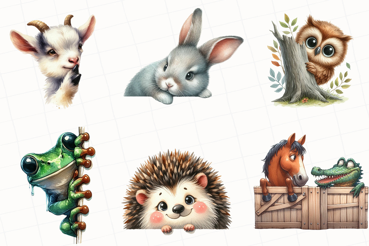 Quirky Animals Peeking Around Corner, an Illustration by OK Design (Photo 3 of 5)