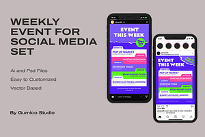 Weekly Event For Social Media Set, a Social Media Template by Gumico Studio.