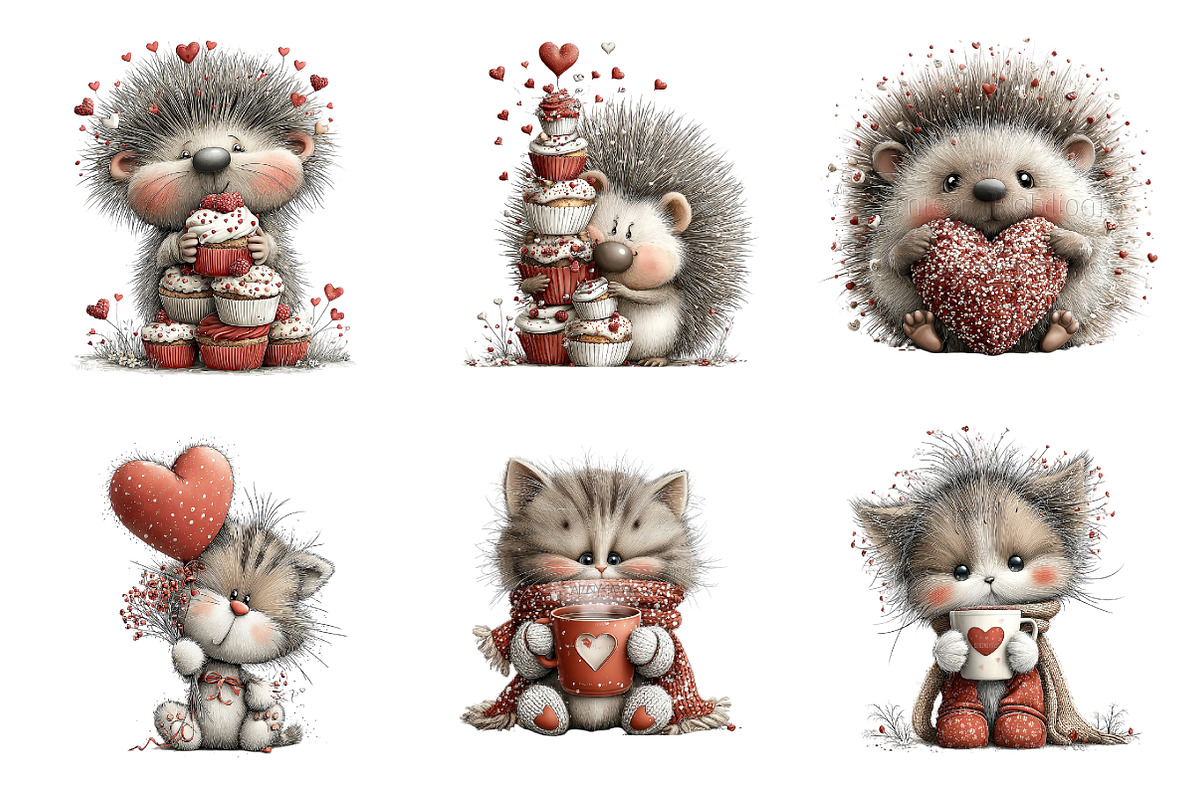 Valentines Day Animals Clipart PNG, an Illustration by SinaCreation (Photo 2 of 11)