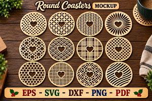 Round Coasters SVG Bundle, Geometric