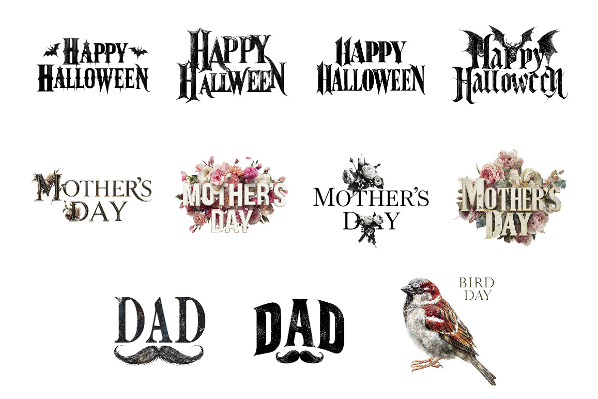 Holiday Lettering Clipart Set, a Seasonal Illustration by InkyQueenArt (Photo 4 of 5)