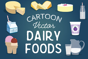 Cartoon Illustrated Dairy Foods