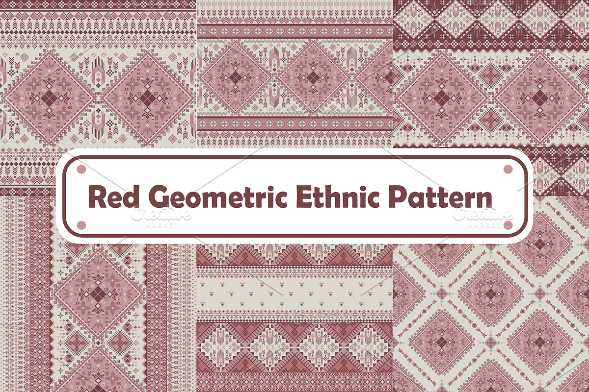Red Geometric Ethnic pattern, a Pattern Graphic by ThaiByGaew (Photo 1 of 5)