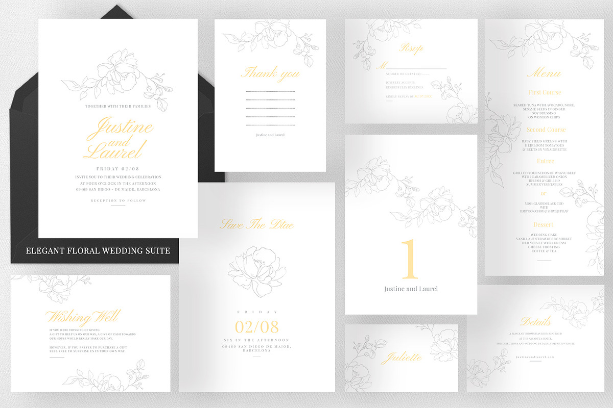 Elegant Floral Wedding Suite, an Invitation Template by Azka Creative (Photo 1 of 5)