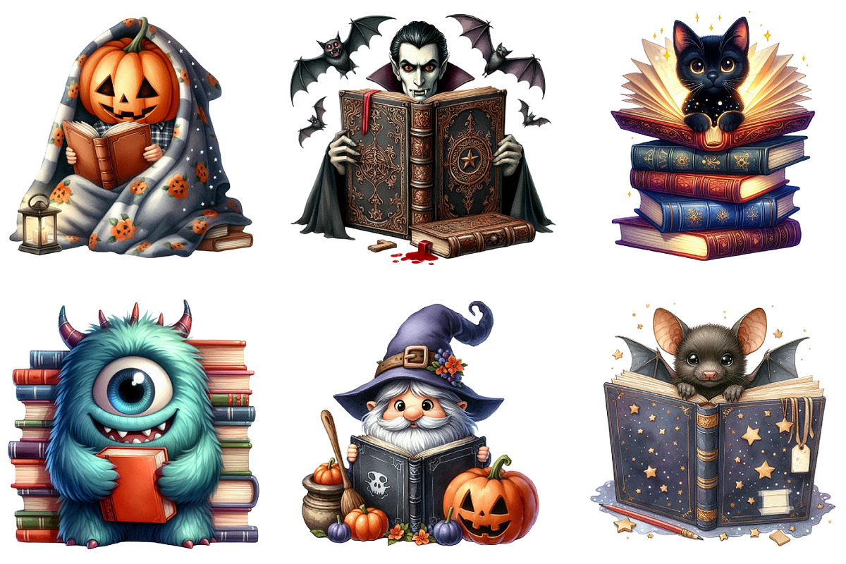Halloween Peeking and Reading, an Illustration by DreamArtGraphic (Photo 4 of 5)