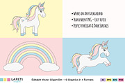Cute Pastel Unicorn Clipart, an Animal Illustration by Lapeticrafter (Thumbnail 6 of 8)