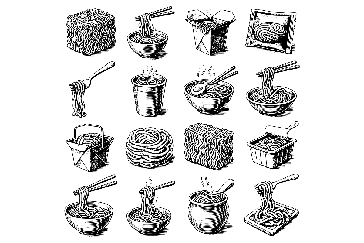 Noodles and Ramen Clipart Set, an Object Graphic by RT Studio