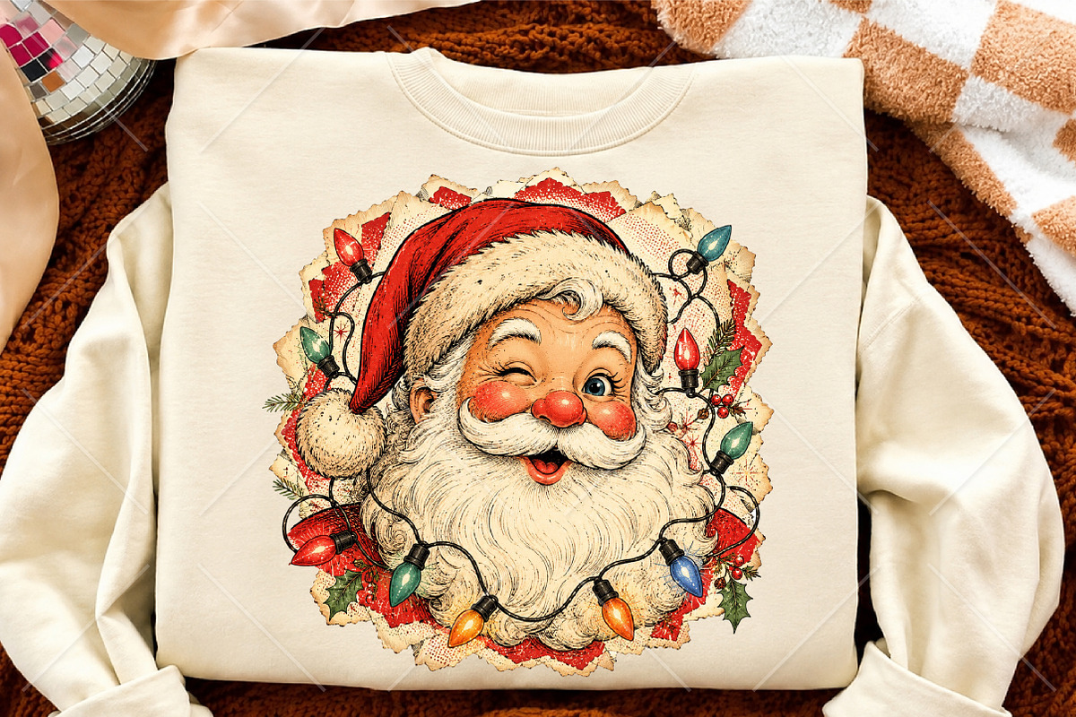 Retro Winking Santa Claus Christmas, a Seasonal Illustration by Canvas Craft (Photo 4 of 6)