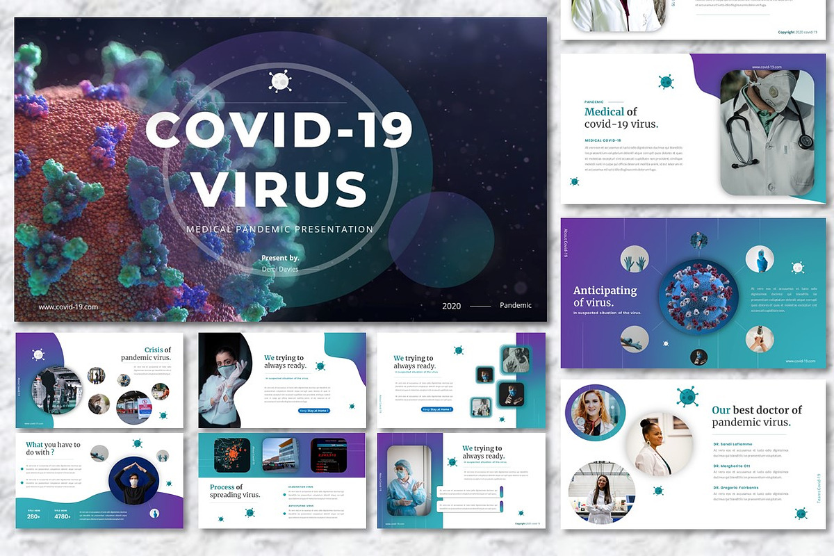 Covid-19 Virus  - Medical PowerPoint, a Presentation Template by Dhabee (Photo 1 of 13)