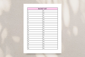 Bucket List Planner Printable