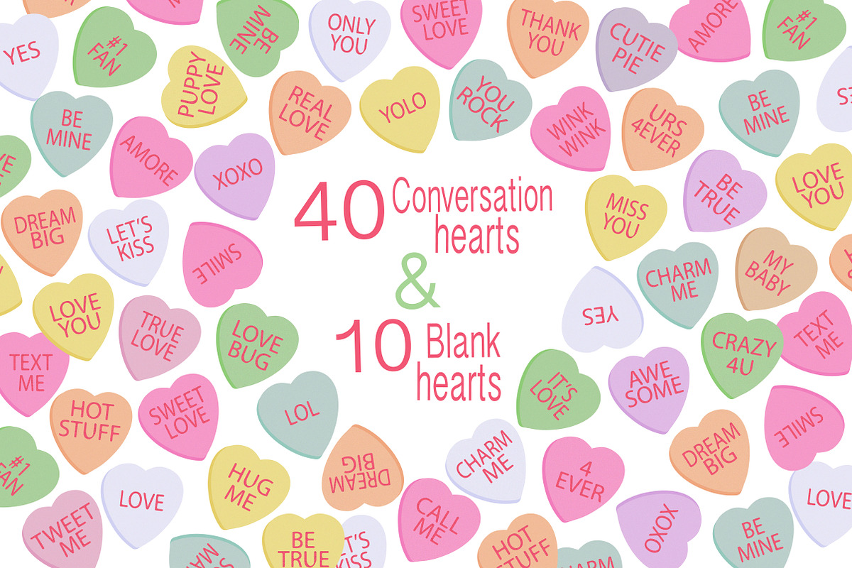 Valentine Clipart - Candy Hearts, a Decorative Illustration by Leska's Digitals (Photo 1 of 3)