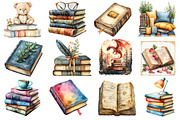 Watercolor Reading Books Clipart, an Illustration by Dream Creation (Thumbnail 2 of 4)