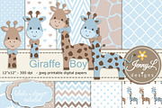 Giraffe Boy Digital Paper & Clipart, a Pattern Graphic by JennyL Designs (Thumbnail 1 of 5)