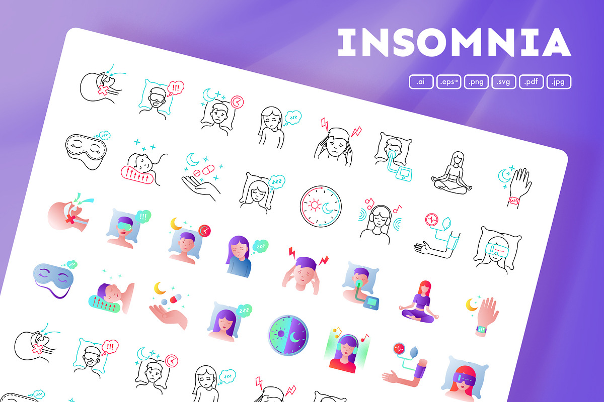 Insomnia | 32 Icons Set Hand Drawn, an Outline Icon by Marina Silence (Photo 1 of 17)