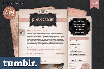 Provocateur Tumblr Theme, a Websites & App Template by Fresh ID