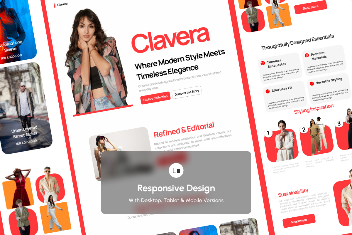 Clavera - Editorial Fashion Landing, a Landing Page Template by productype1 (Photo 3 of 5)