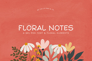 Floral Notes Gel Font Elements