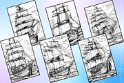 Vintage Ship Coloring Pages, an Illustration by Catchy Ideaz (Thumbnail 3 of 3)