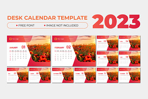 Beautiful Red Calendar Template 2023