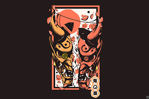 Hannya mask japanese illustration