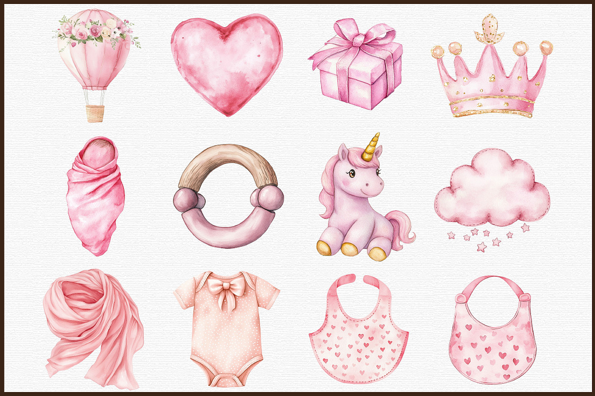 Pink Baby Girl Nursery Clipart, an Illustration by Sublimation Artist (Photo 3 of 6)