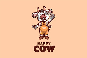 Happy Cow Cartoon Logo, a Branding & Logo Template by Gumrega Studio