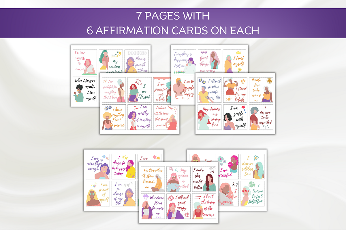 Positive Affirmation Cards for Women, a Card Template by SimoDigitalArt (Photo 3 of 7)