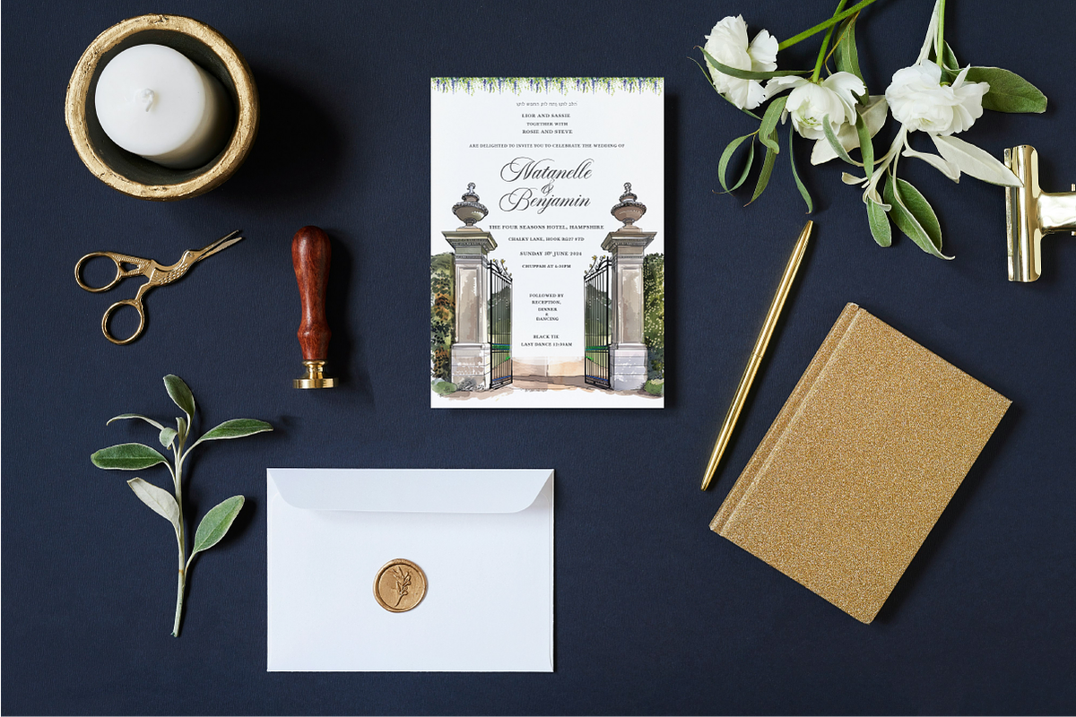 watercolor wedding venue card, an Invitation Template by Isbah_studio (Photo 3 of 22)