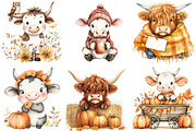 Watercolor Autumn Haighland Cow png, an Illustration by Watercolor design (Thumbnail 2 of 4)