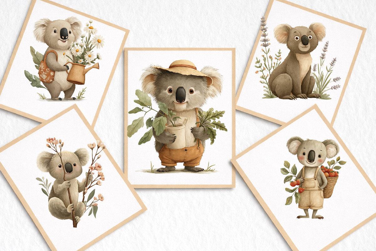 Whimsical Spring Koala Clipart, an Illustration by DreamArtGraphic (Photo 3 of 8)