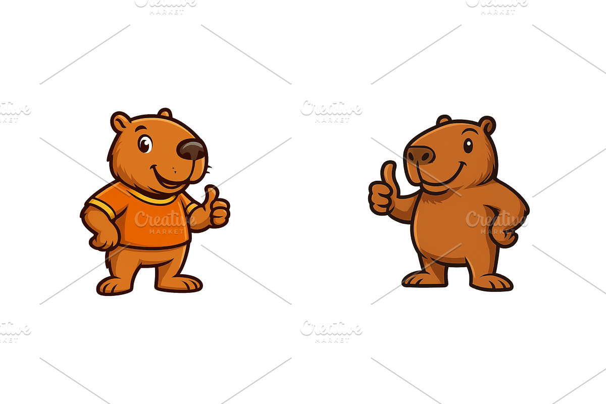 Cartoon bears cheering with thumbs, an Animal Illustration by ZinetroN